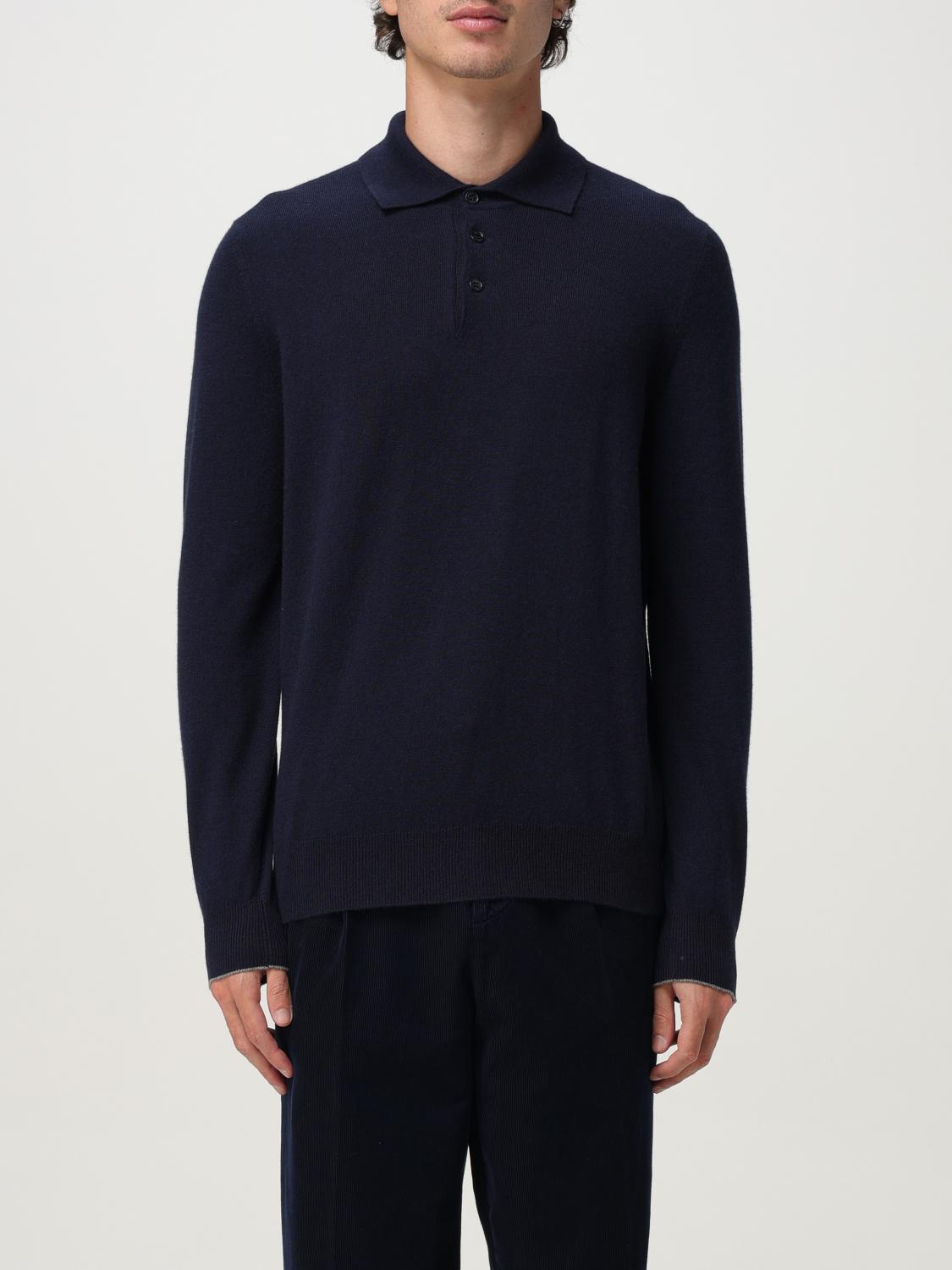 Brunello Cucinelli Blue Crochet Polo Shirt In Blue