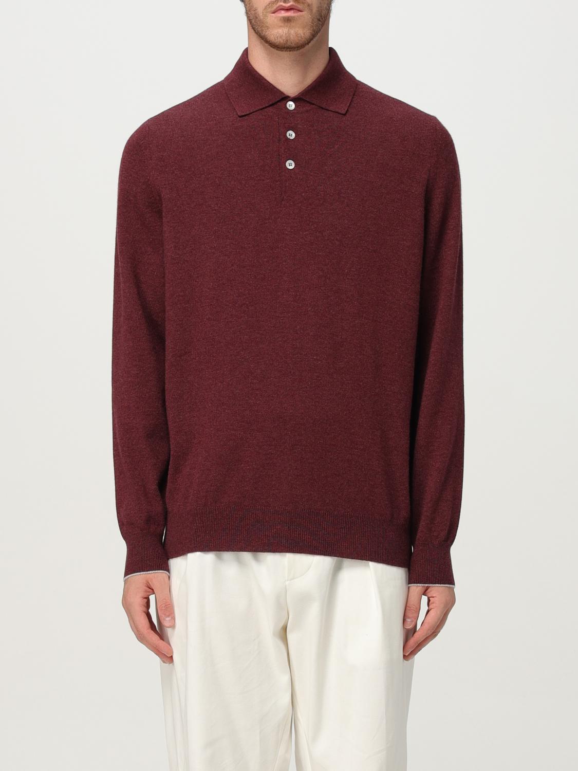 Brunello Cucinelli Cashmere Polo Shirt In Burgundy