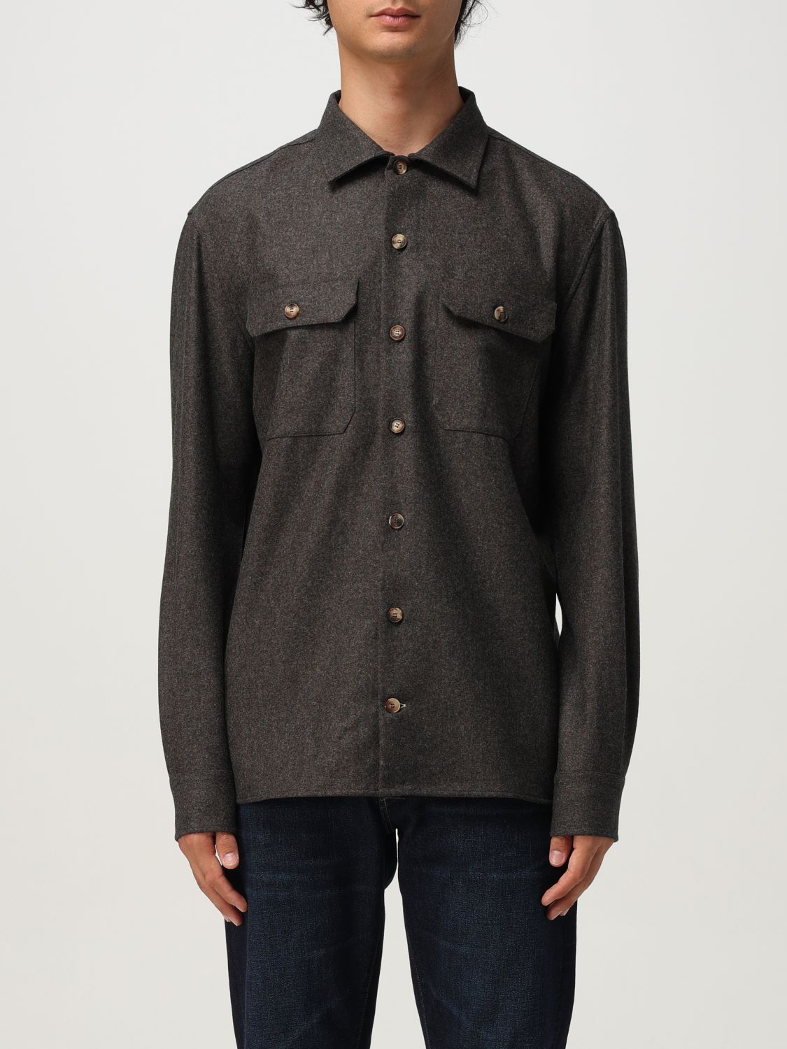 Brunello Cucinelli Shirt Men Color Dark In Neutral