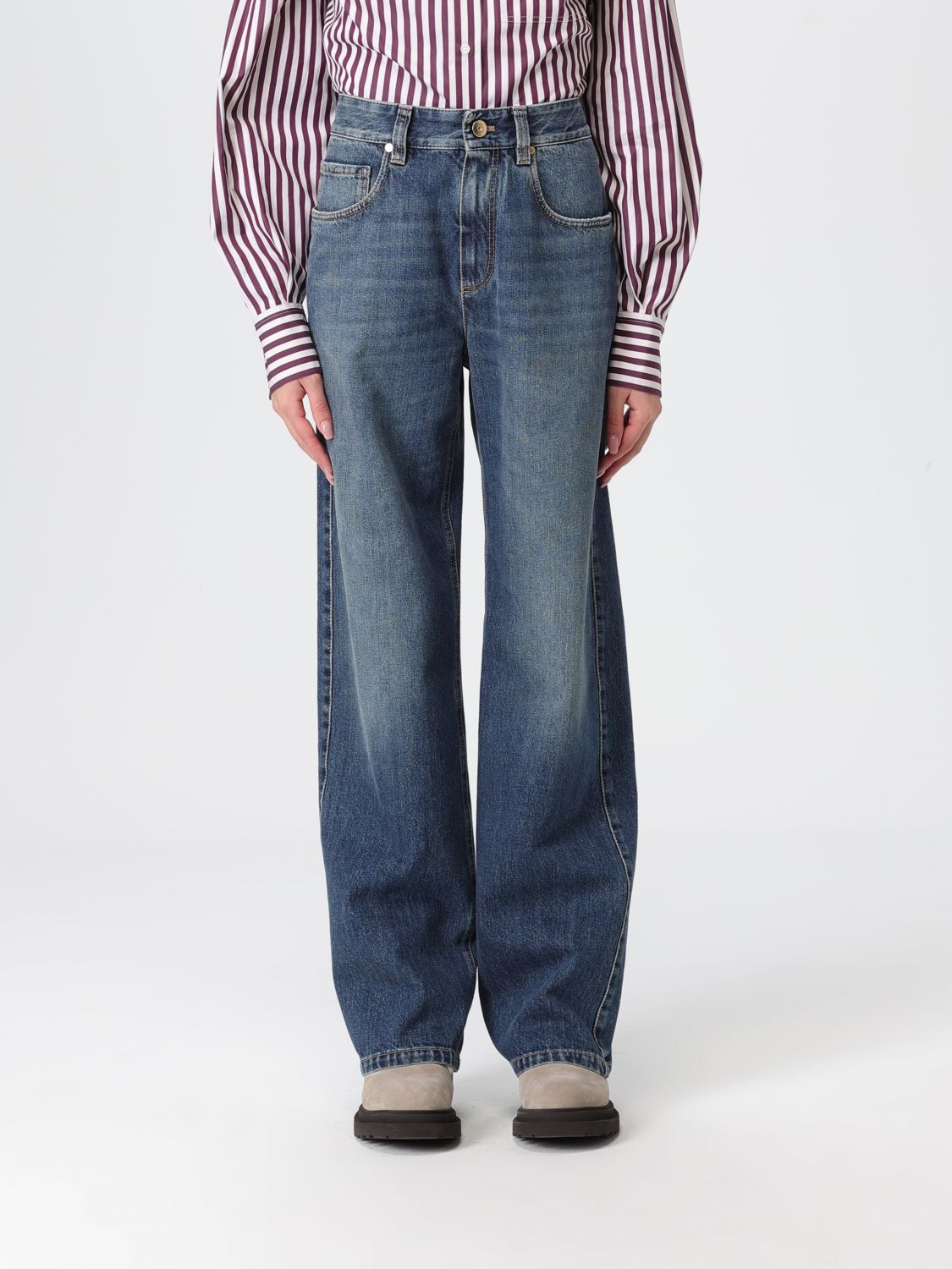 Brunello Cucinelli Jeans Woman Color Denim In Blue