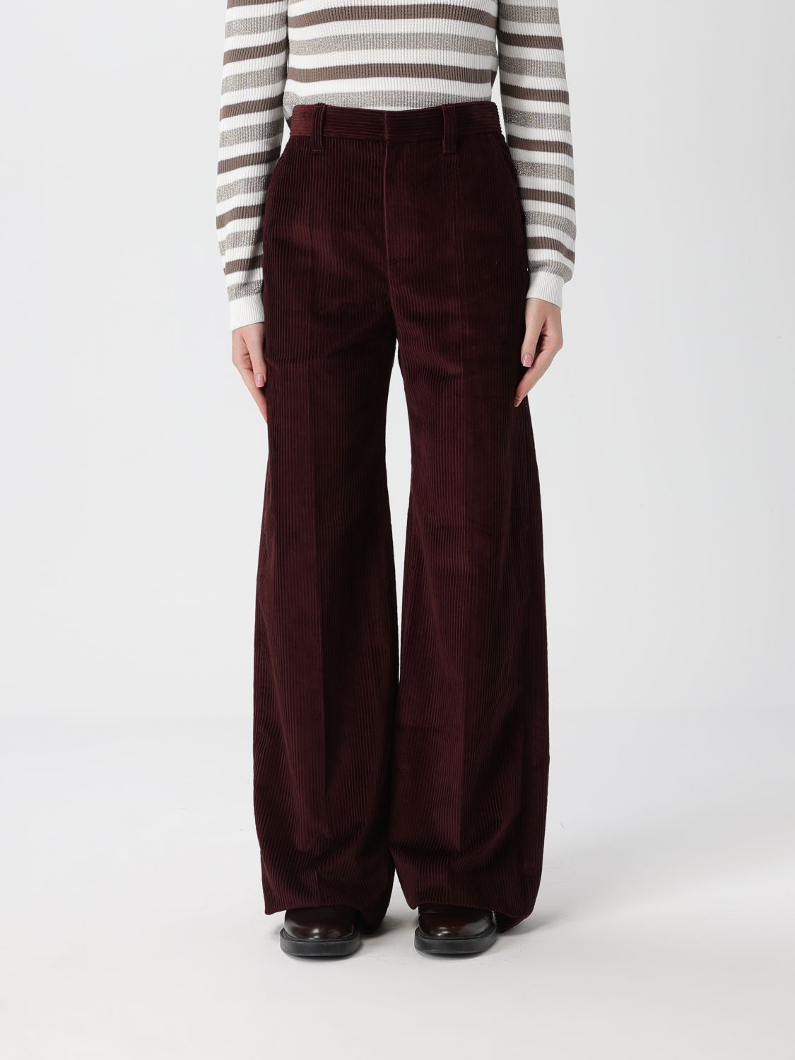 Brunello Cucinelli Pants  Woman Color Wine In Burgundy