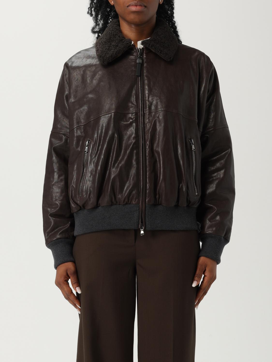 Brunello Cucinelli Leather Jacket In Black