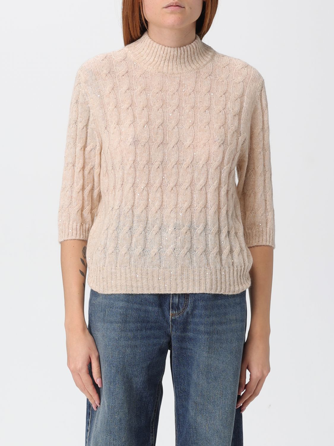 Brunello Cucinelli Sweater Woman Color Yellow Cream In Neutral
