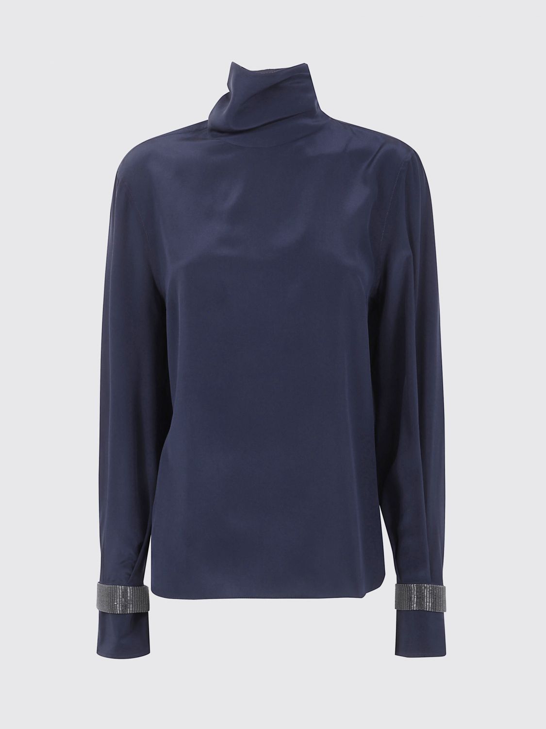 Brunello Cucinelli Turtle Neck Blouse In Blue