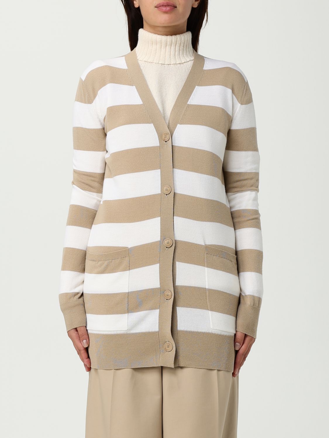 Max Mara Relaxed-fit Cardigan With Distinctive 1951 Lettering In Sand