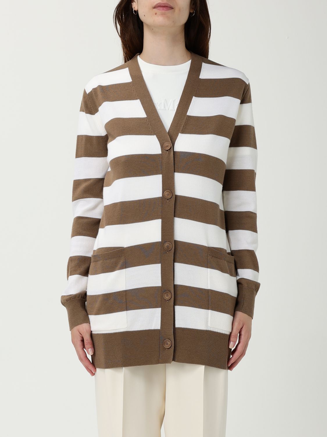 Max Mara Cardigan With 1951 Lettering In Brown