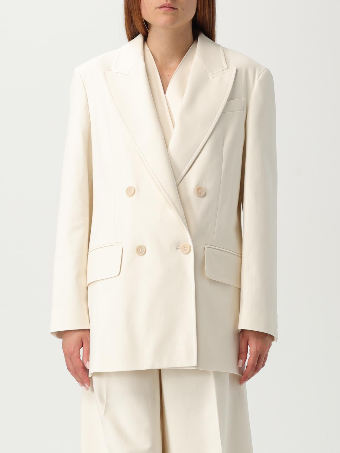 Max Mara Suez Double-breasted Cotton-blend Blazer In White