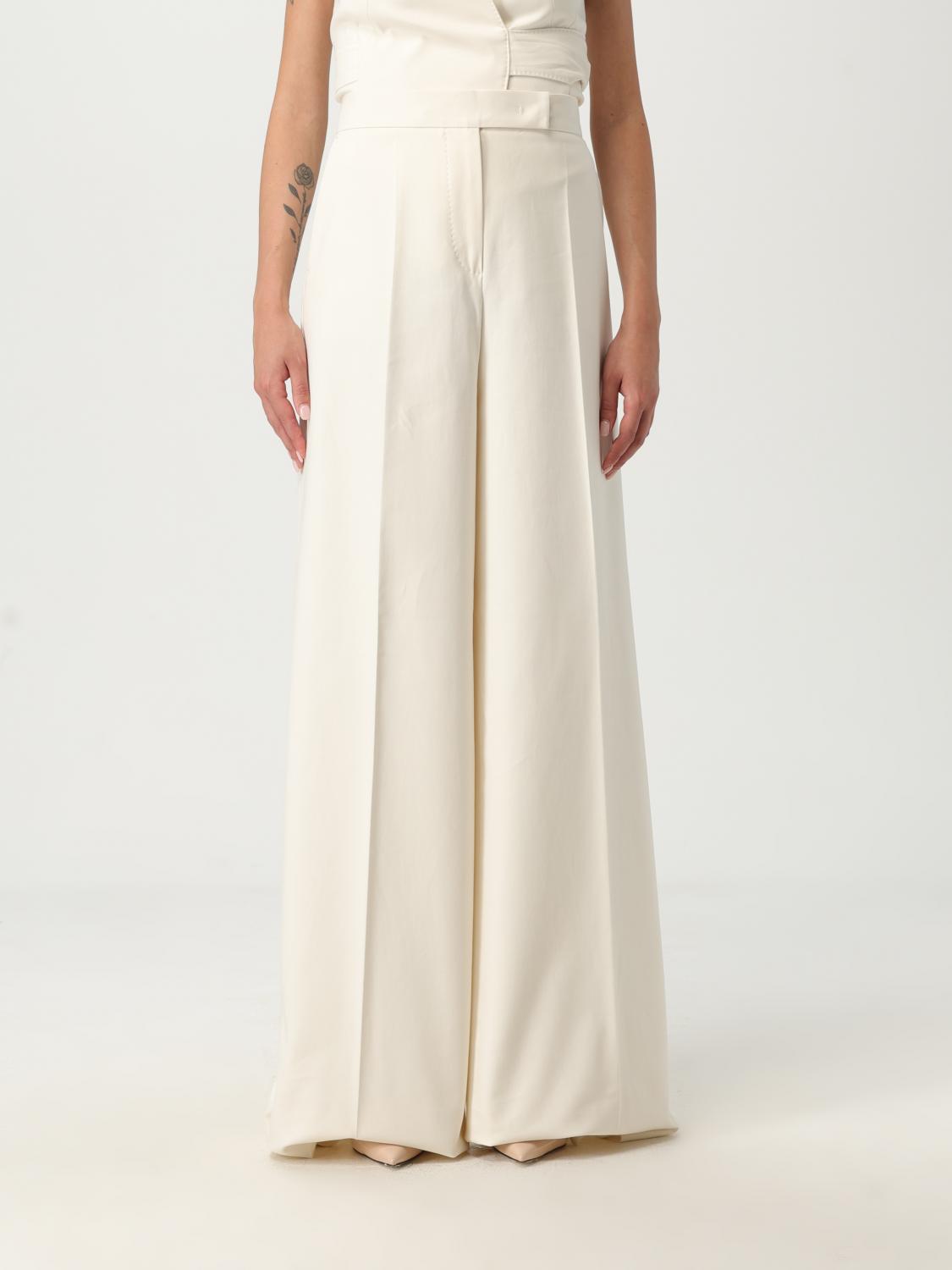 Max Mara Women's Gabardine Wool Trousers In White