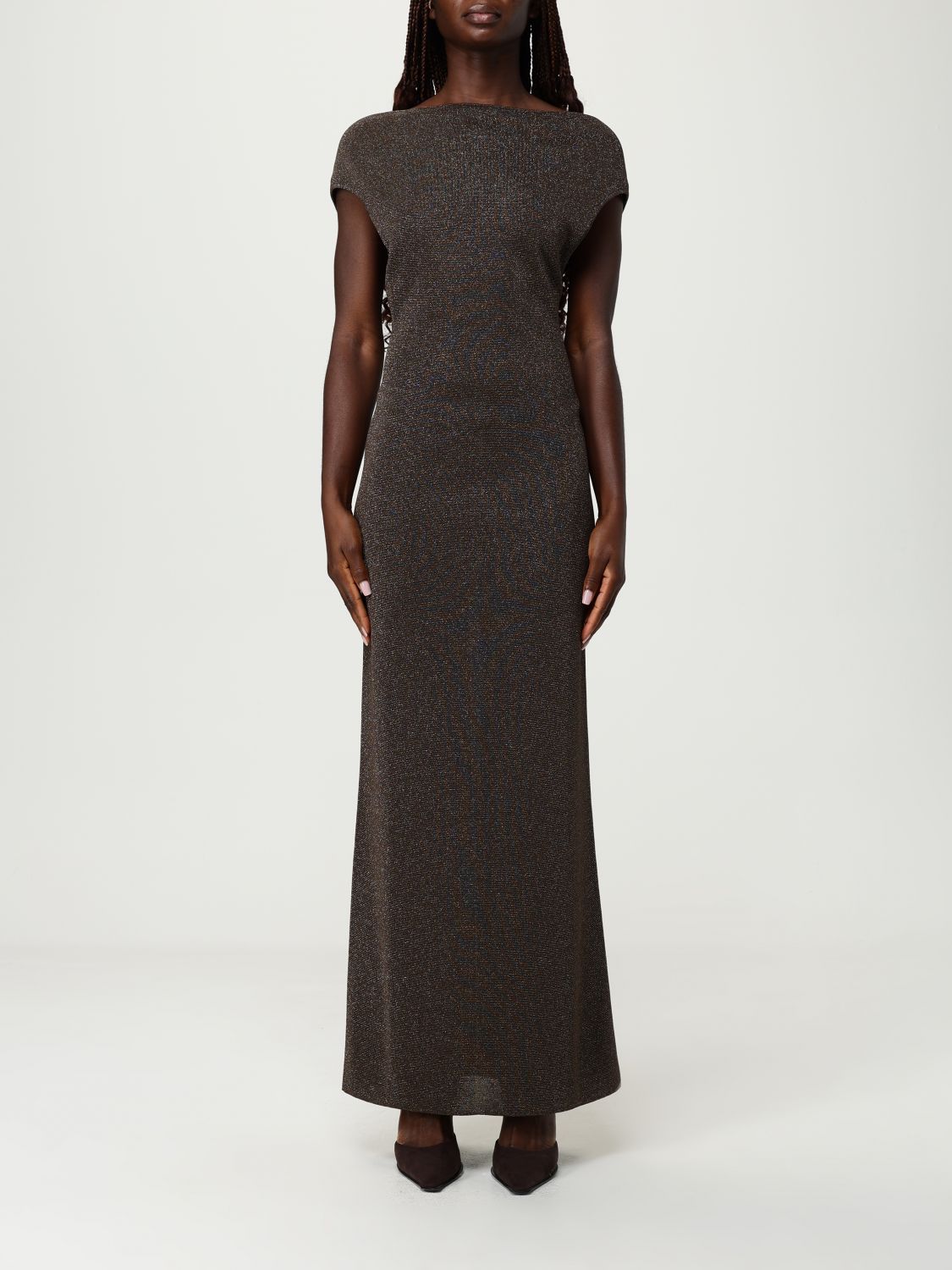 Max Mara Eschimo Pen-back Maxi Dress In Brown
