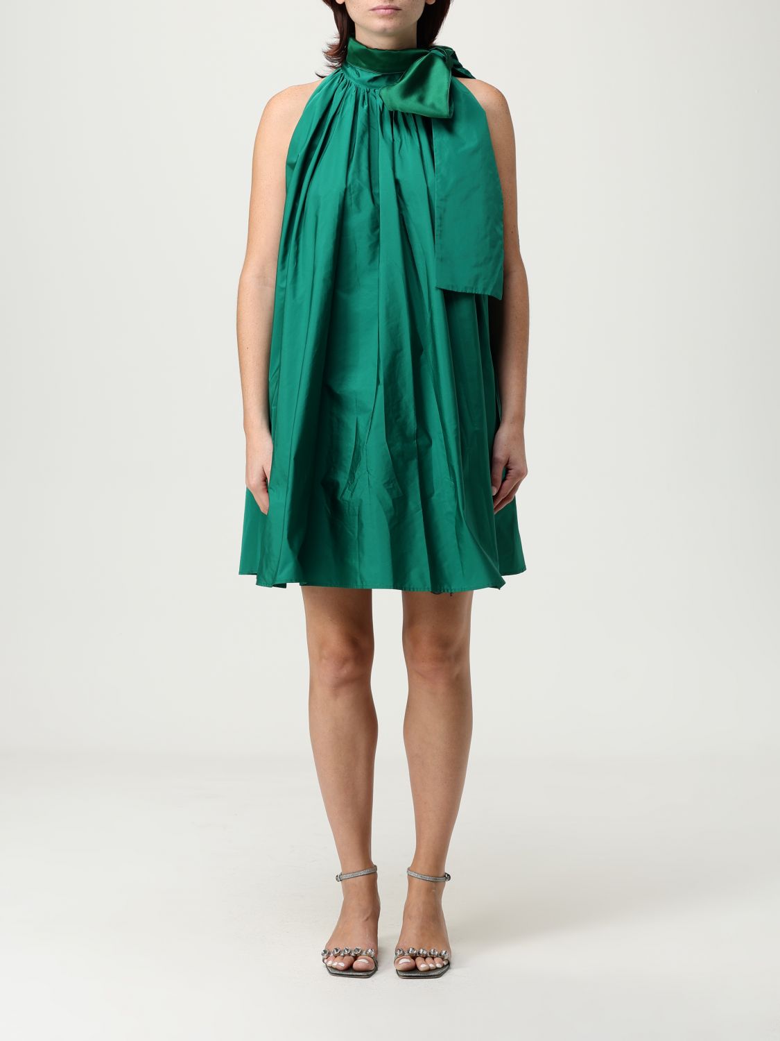 Max Mara Taffeta Dress In Green