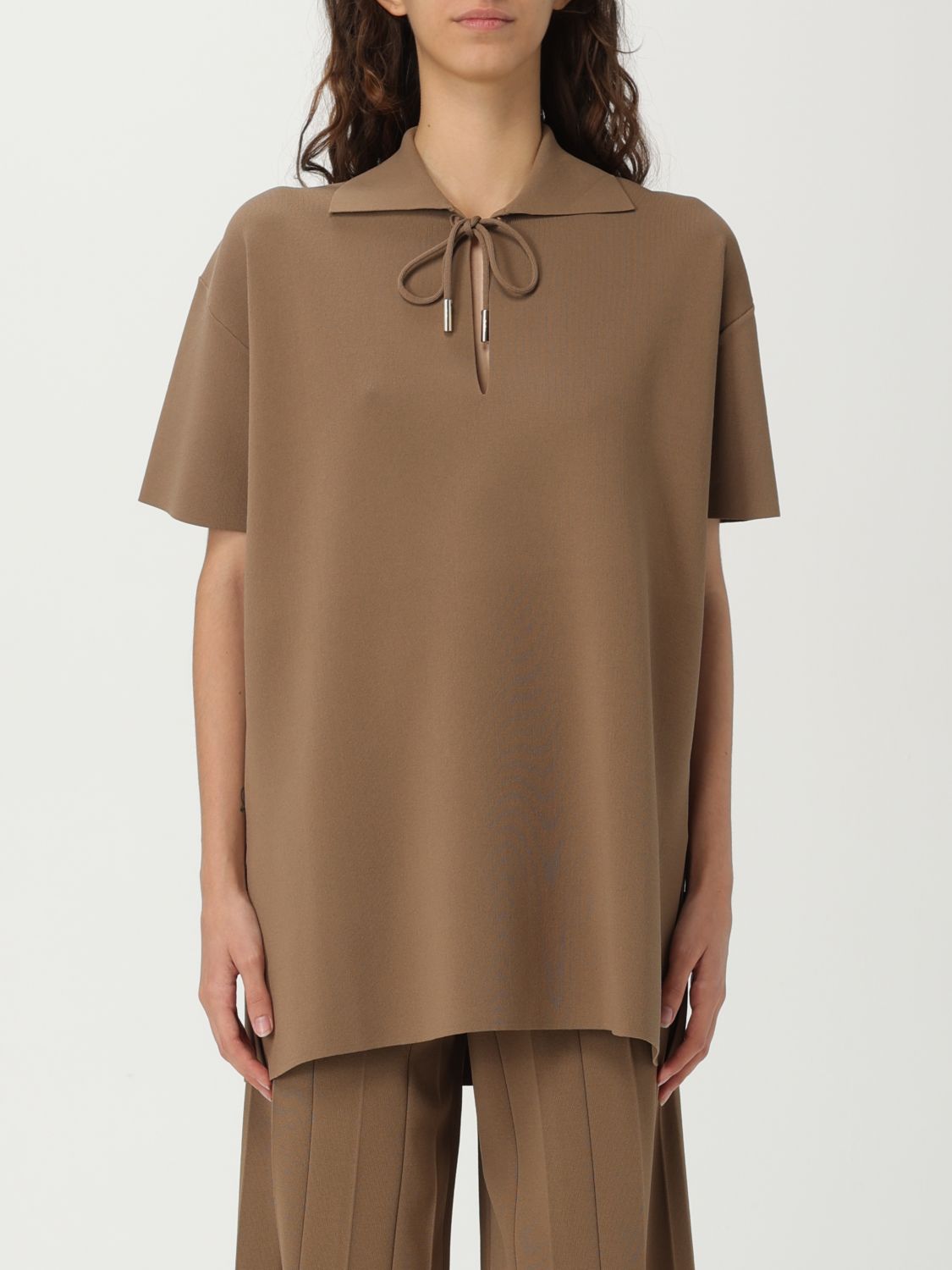 Max Mara Polo Neck Short-sleeve Top In Neutral