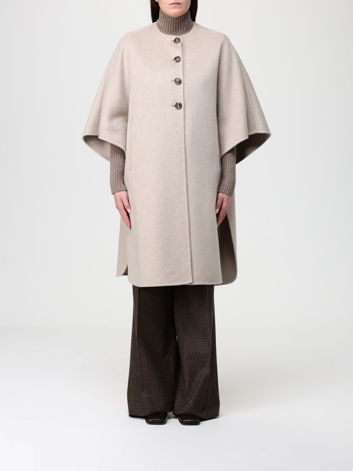 Max Mara Coat Woman Color Sand In Multi