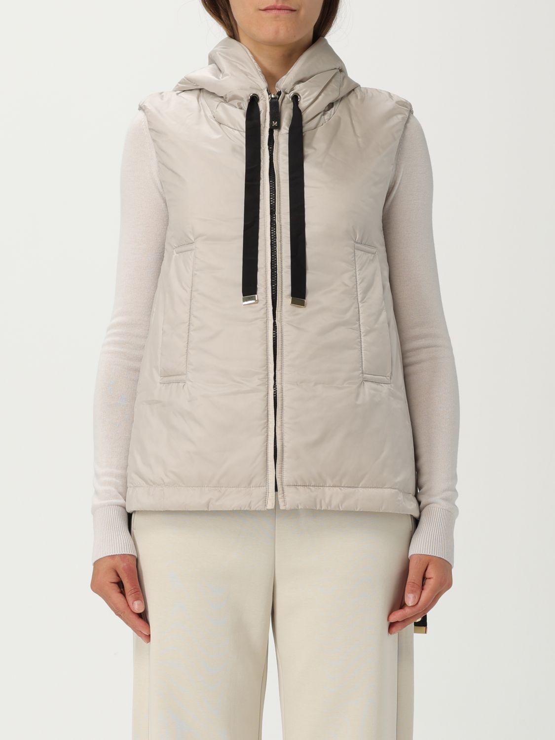 Max Mara The Cube Greengo Zip-up Drawstring Gilet In Silver