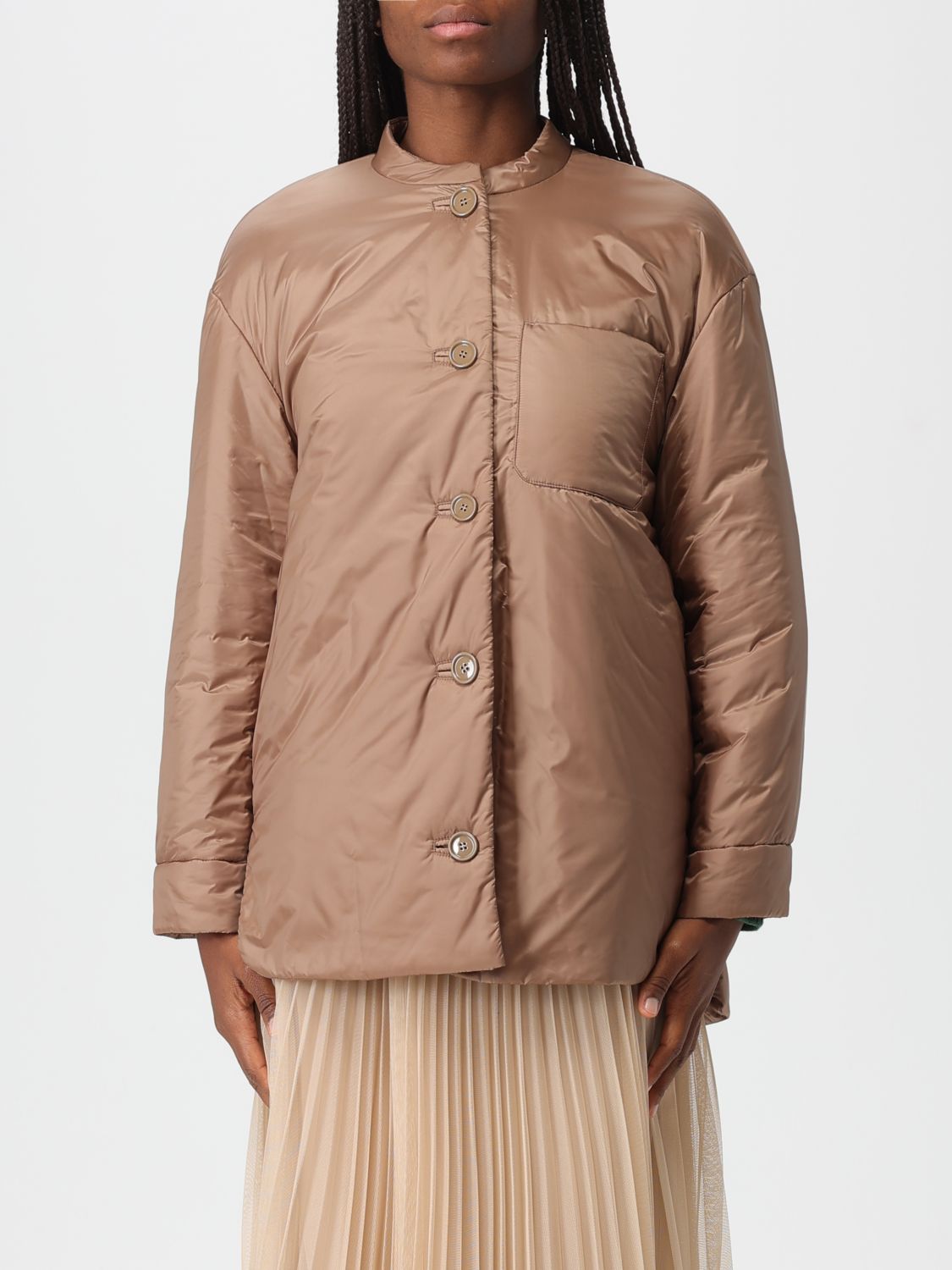 Max Mara The Cube Jacket Woman Color Leather In Brown