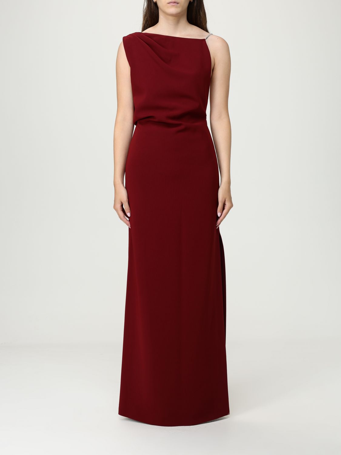 Max Mara Crystal-embellished Asymmetric Maxi Dress In Red