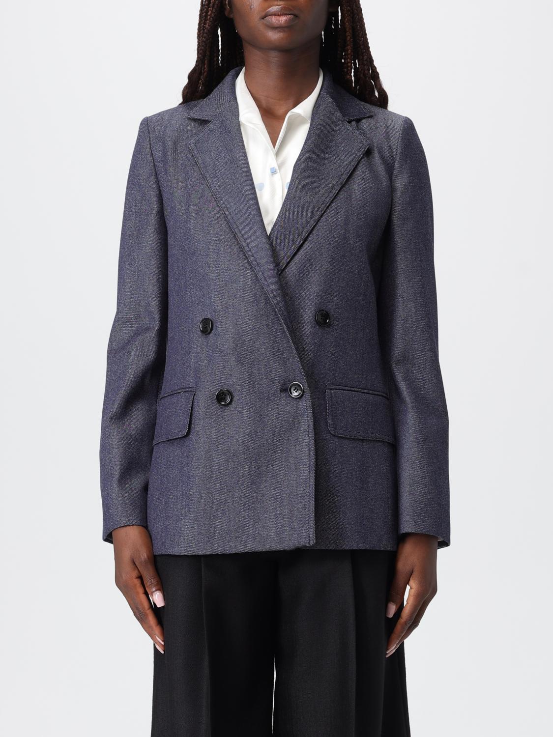 Max Mara Virgin Wool Double-breasted Blazer In Blue