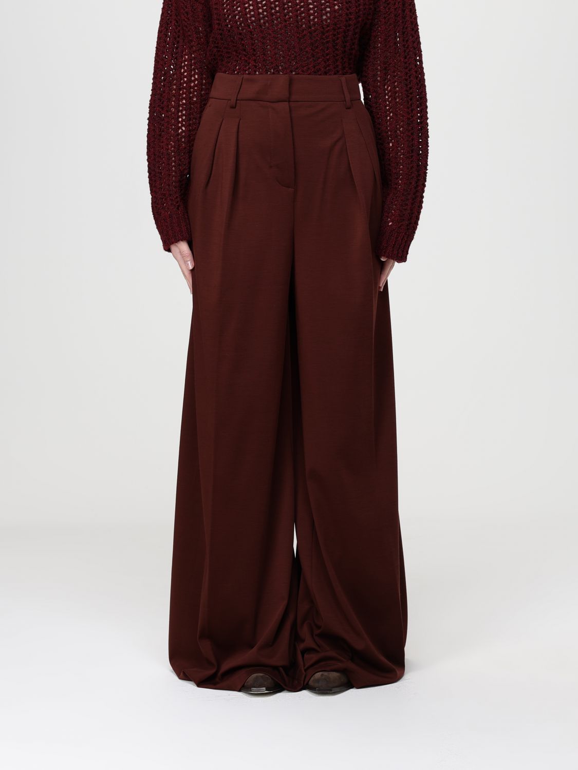 Max Mara Pants  Woman Color Burgundy In Burgundy
