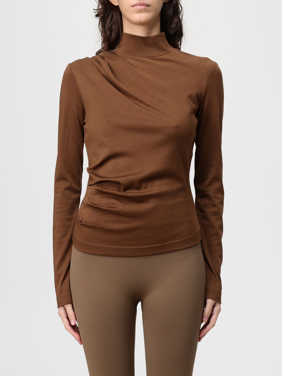 Max Mara Top  Woman Color Leather In Brown