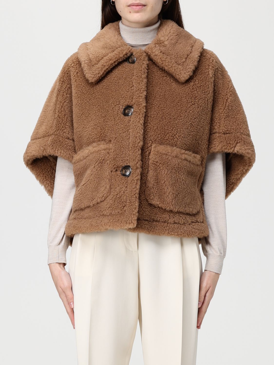 Max Mara Cape Woman Color Camel In Brown