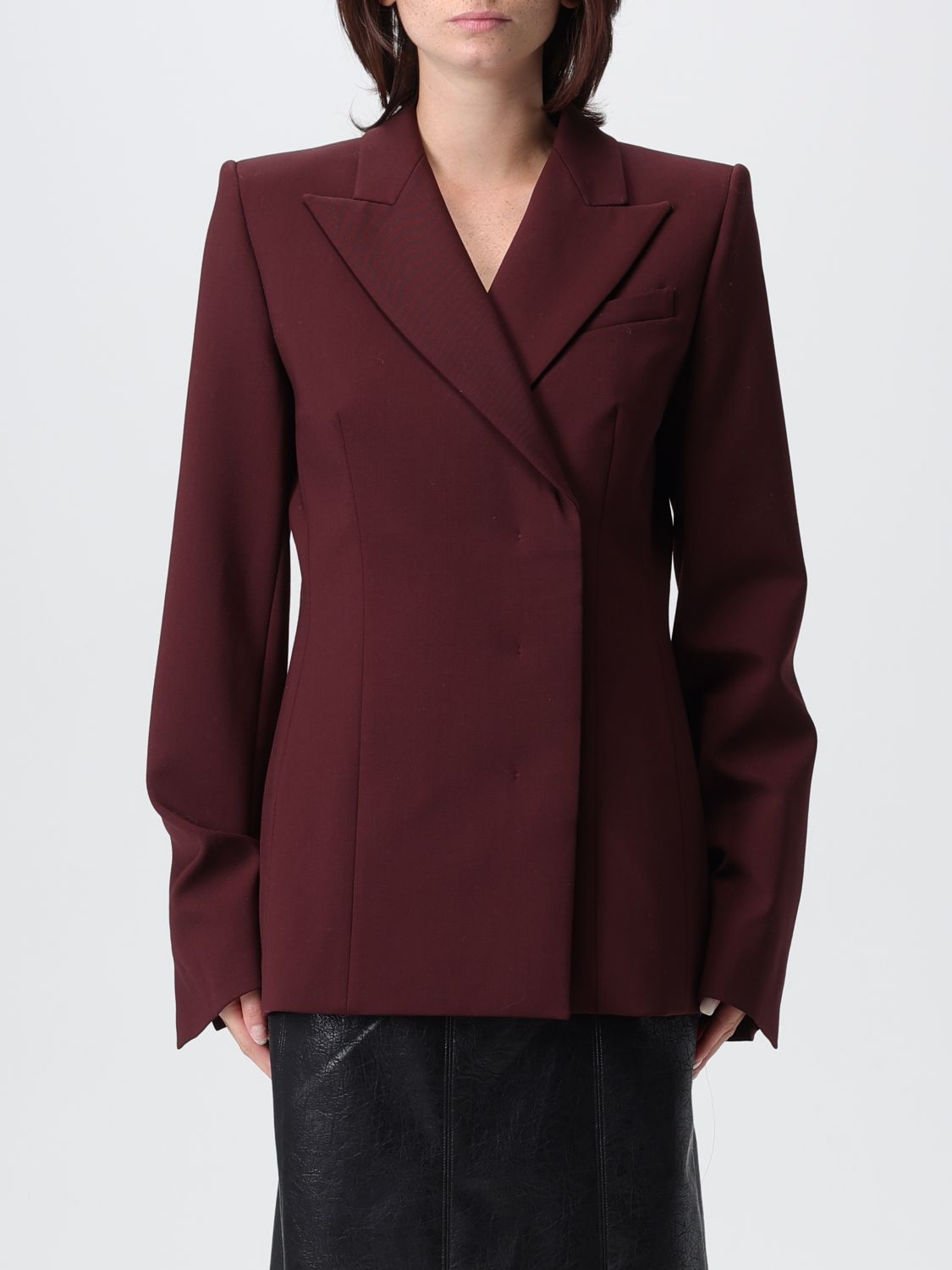 Sportmax Structured Double-breasted Jacket Back Vent In Red