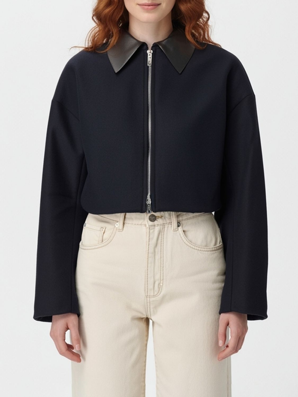 Sportmax Cropped Vacuo Jacket In Virgin Wool In Multi