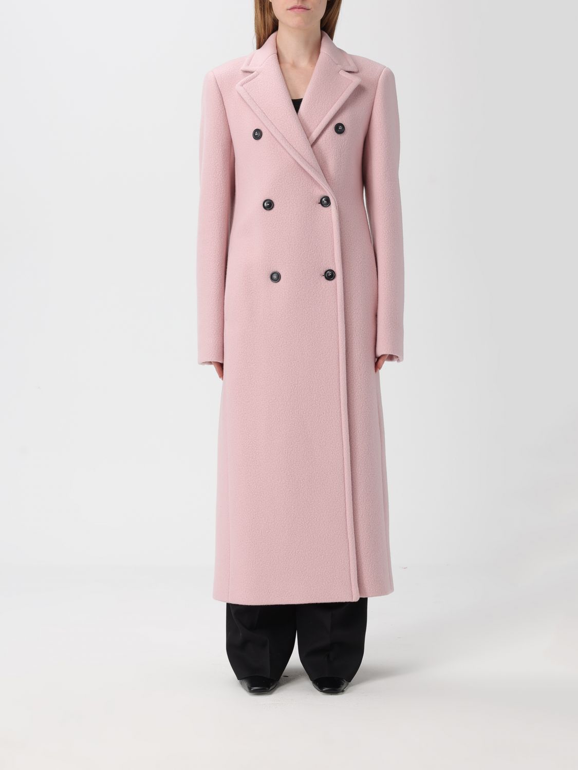 Sportmax Double-breasted Coat In Pink