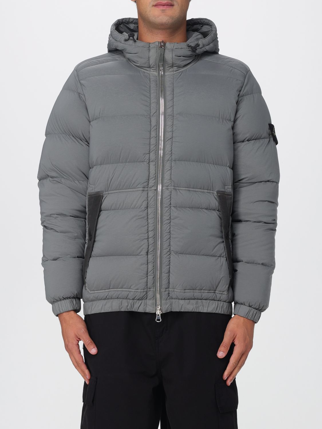 Stone Island Padded Puffer Jacket With High Collar In Gray