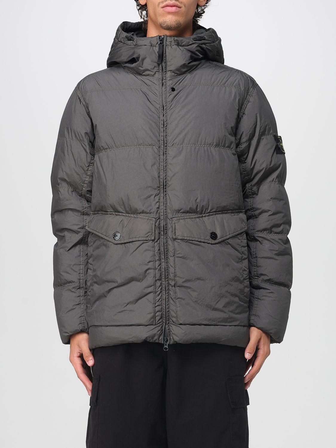 Stone Island Jacket Men Color Charcoal In Gray