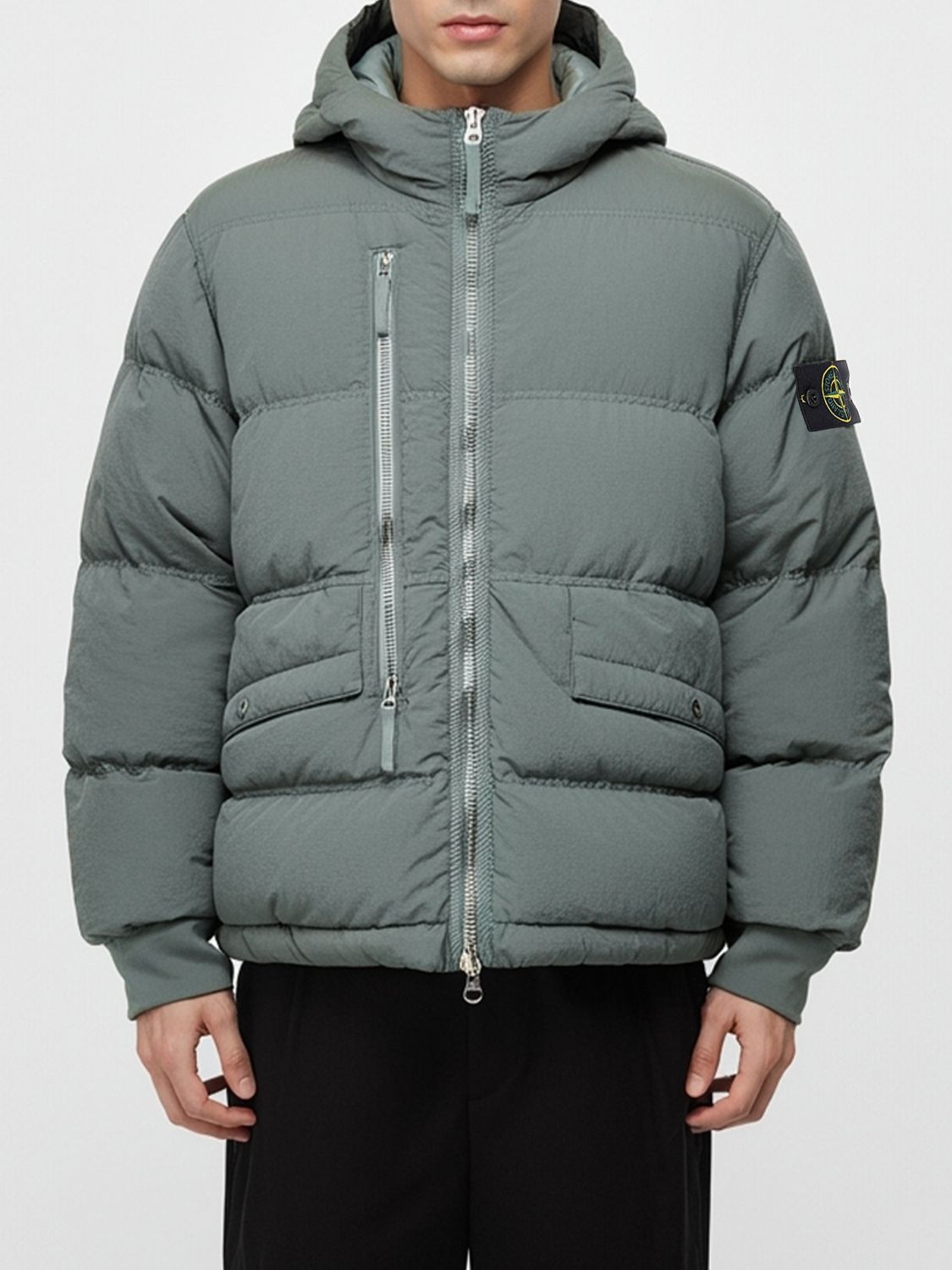 Stone Island Metal Nylon Down Jacket In Green