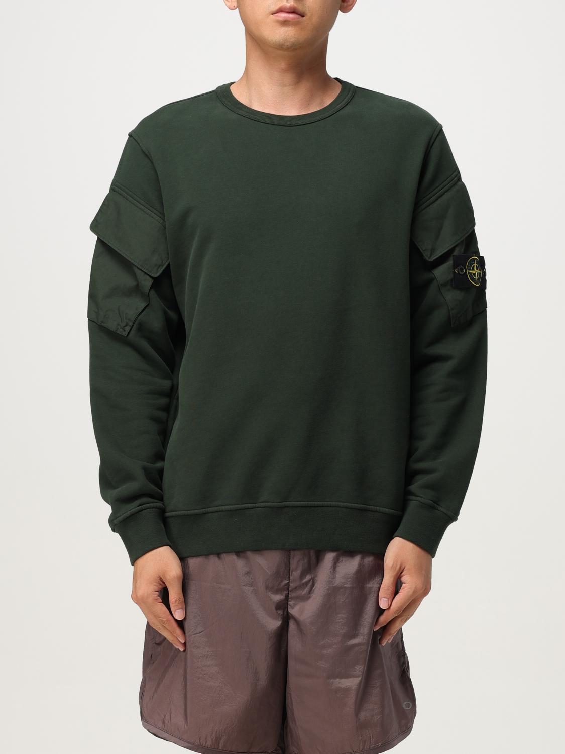 Stone Island Green 6100060 Organic Cotton Fleece Sweatshirt In Green