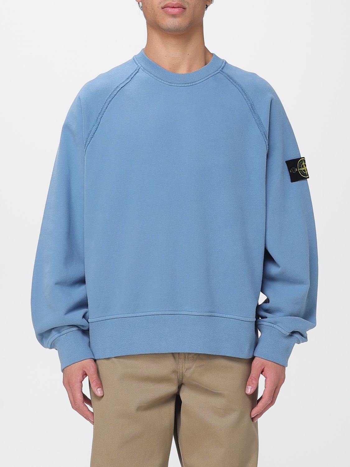 Stone Island Raglan Sleeve Patch Sweater In Blue