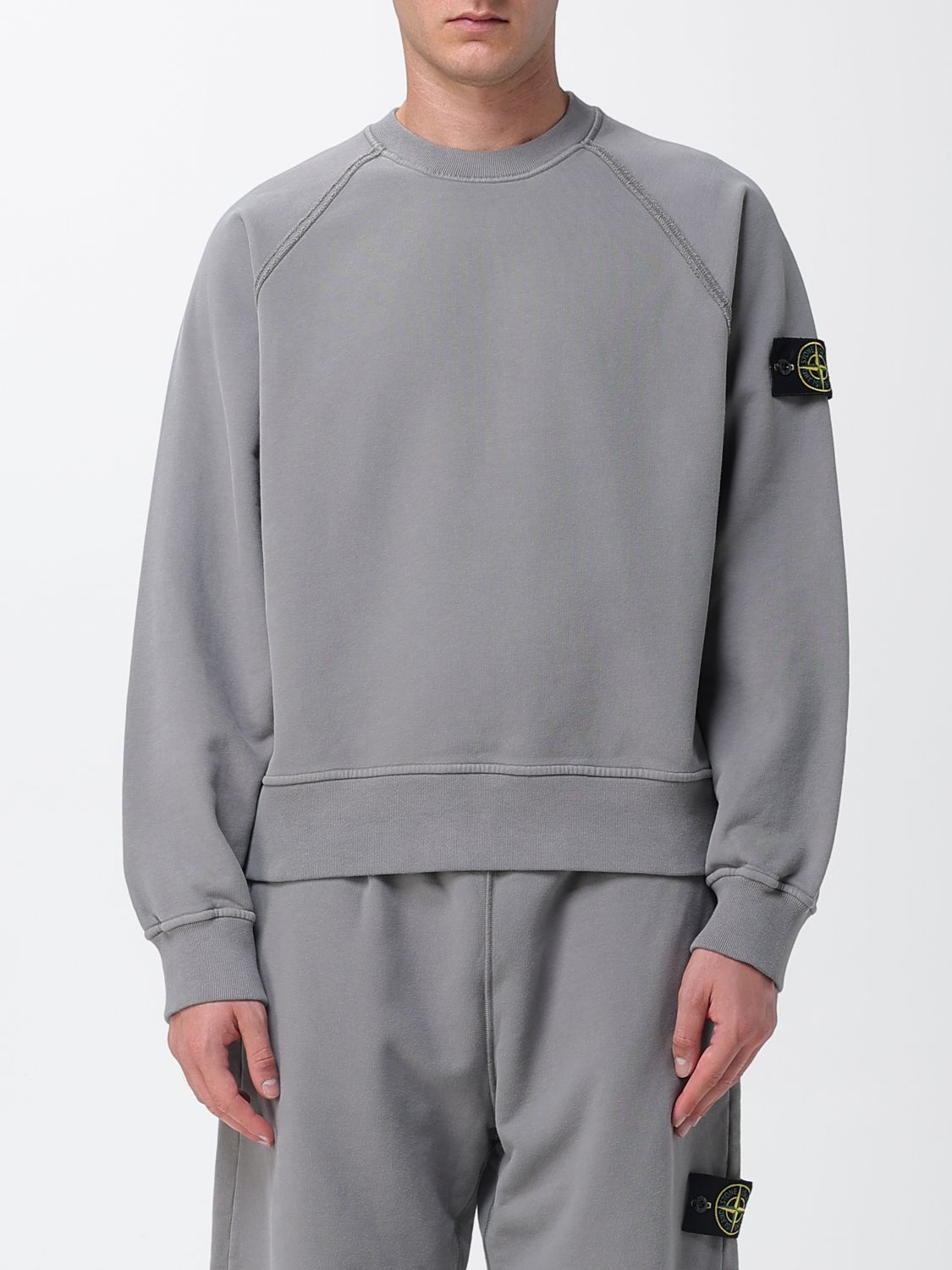 Stone Island Logo Sweater In Gray