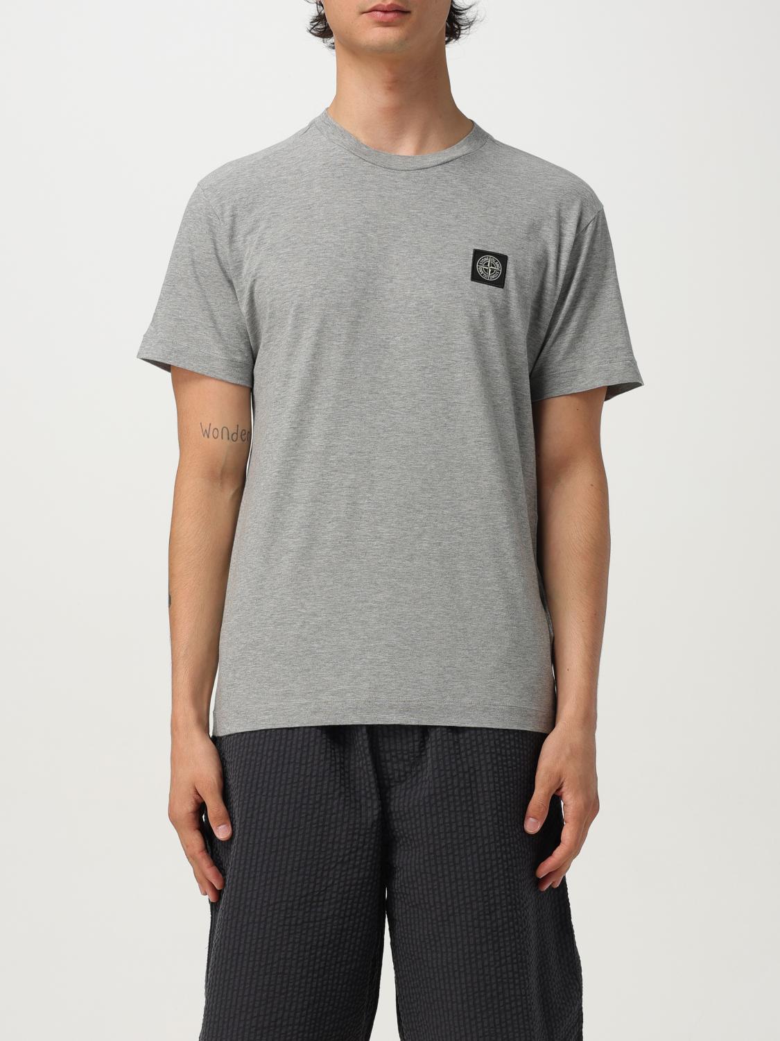 Stone Island Logo-patch Cotton T-shirt In Gray