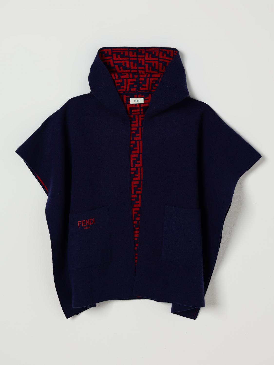 FENDI Cappa in lana FF con cappuccio