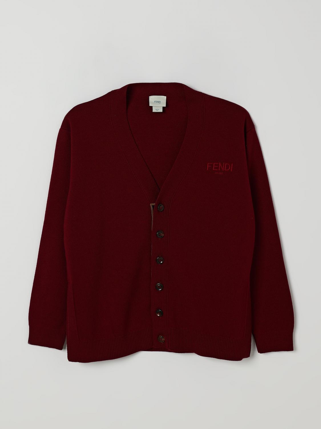 FENDI Cardigan in lana vergine con bande FF