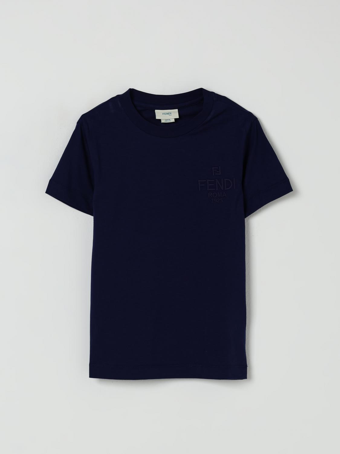FENDI T-shirt in cotone con logo ricamato