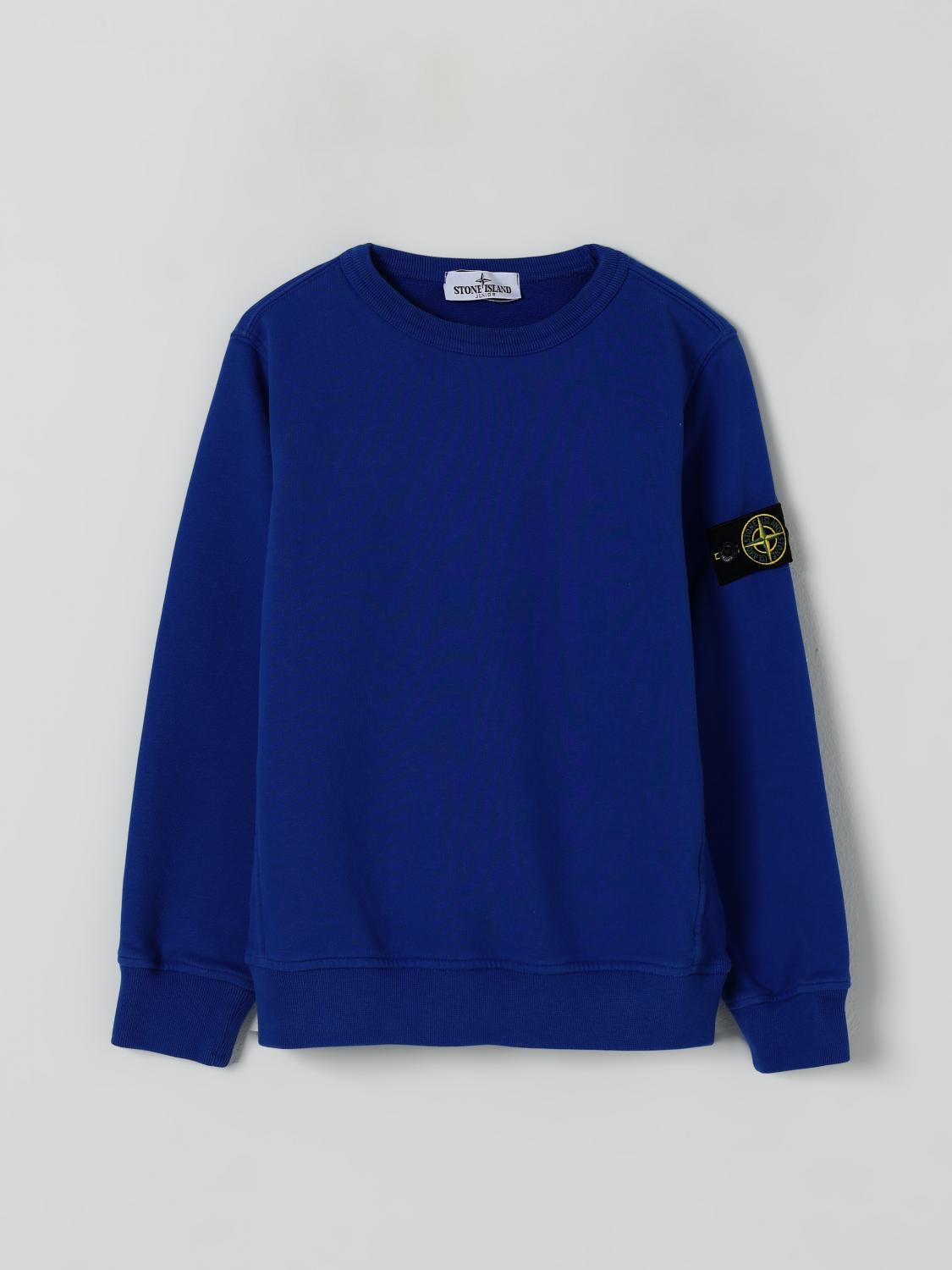 Stone Island Compass-badge Cotton Sweatshirt In Blue