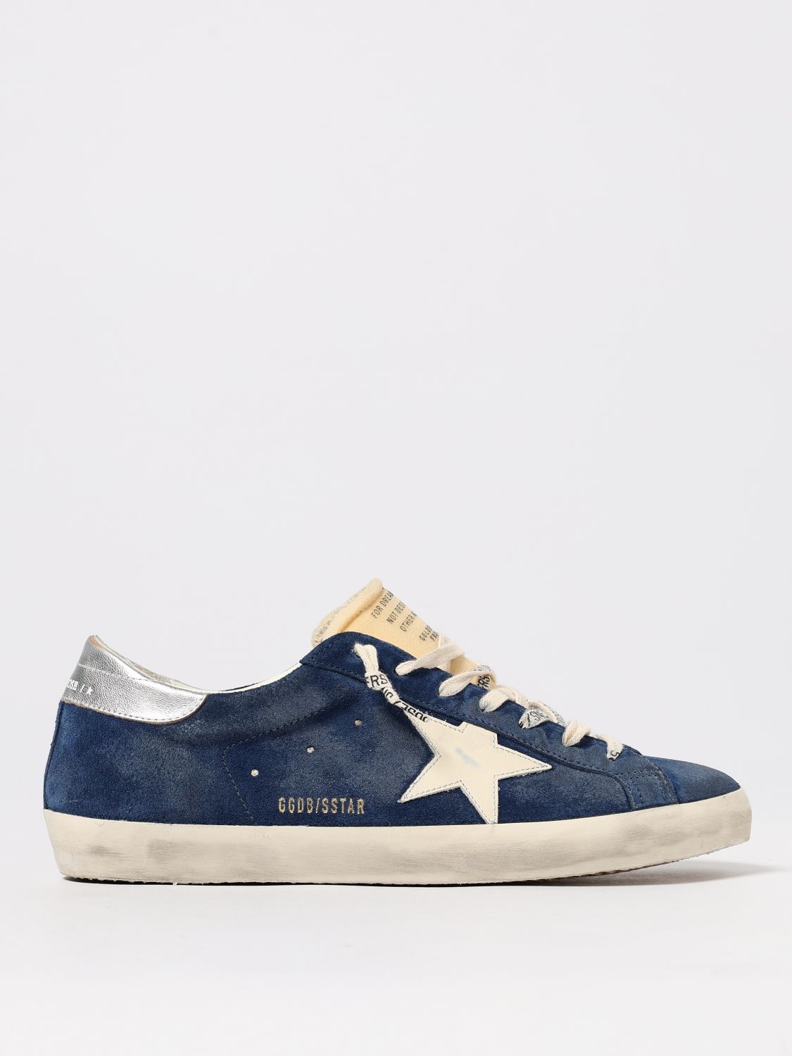 Golden Goose Super-star Suede Upper And Toe Foam Tongue Leather Star Laminated Heel Sneakers Blue In Blue