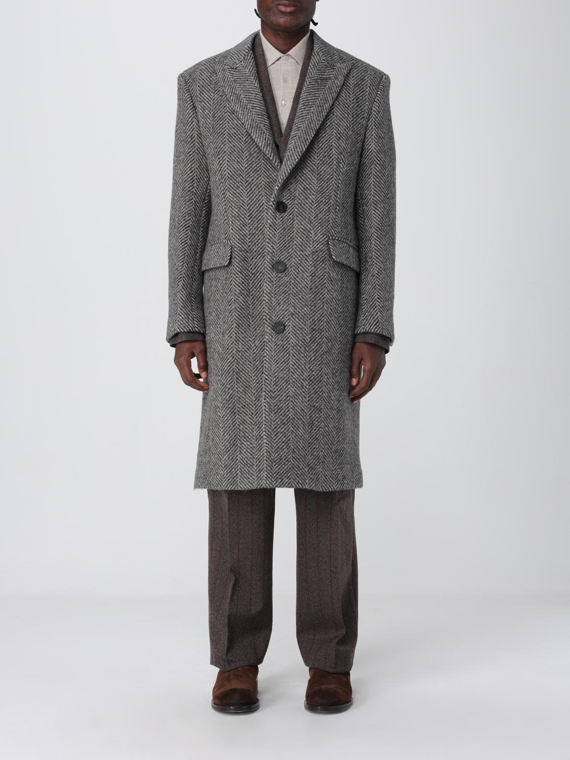 Golden Goose Logo-patch Single-breasted Coat In Gray
