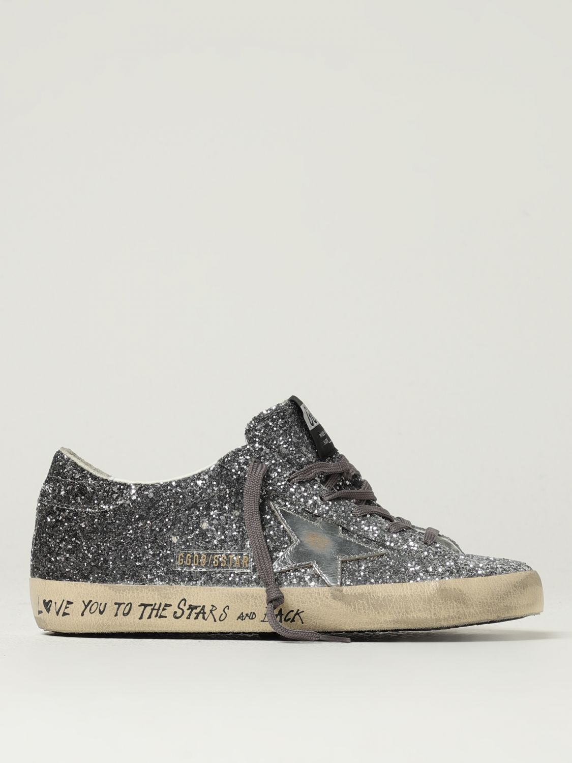 Golden Goose Super-star Classic With List Glitter Upper Toe Tongue And Heel Laminated Star Sneakers Grey In Silver