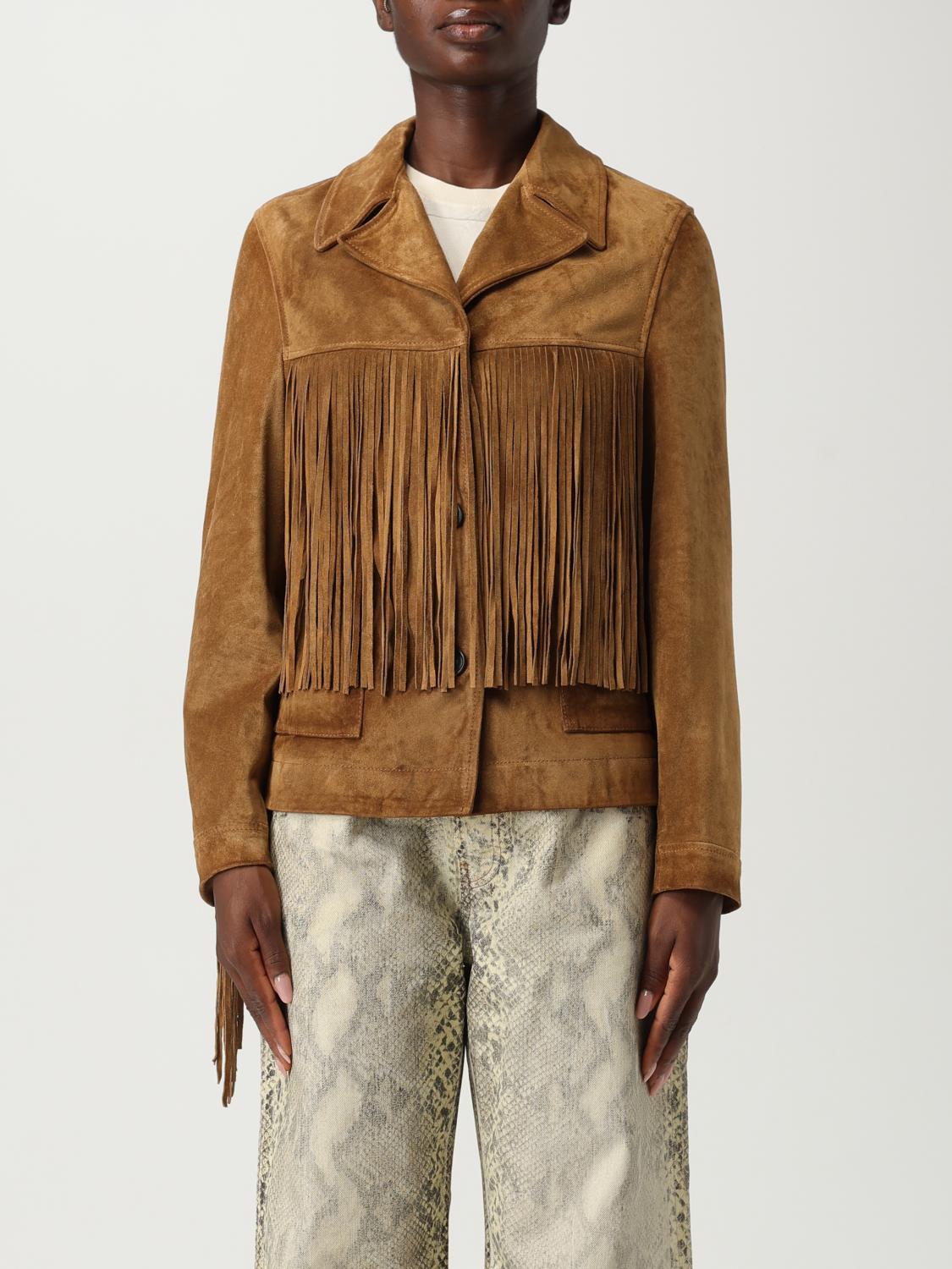 Golden Goose Tobacco Suede Fringe Jacket In Brown