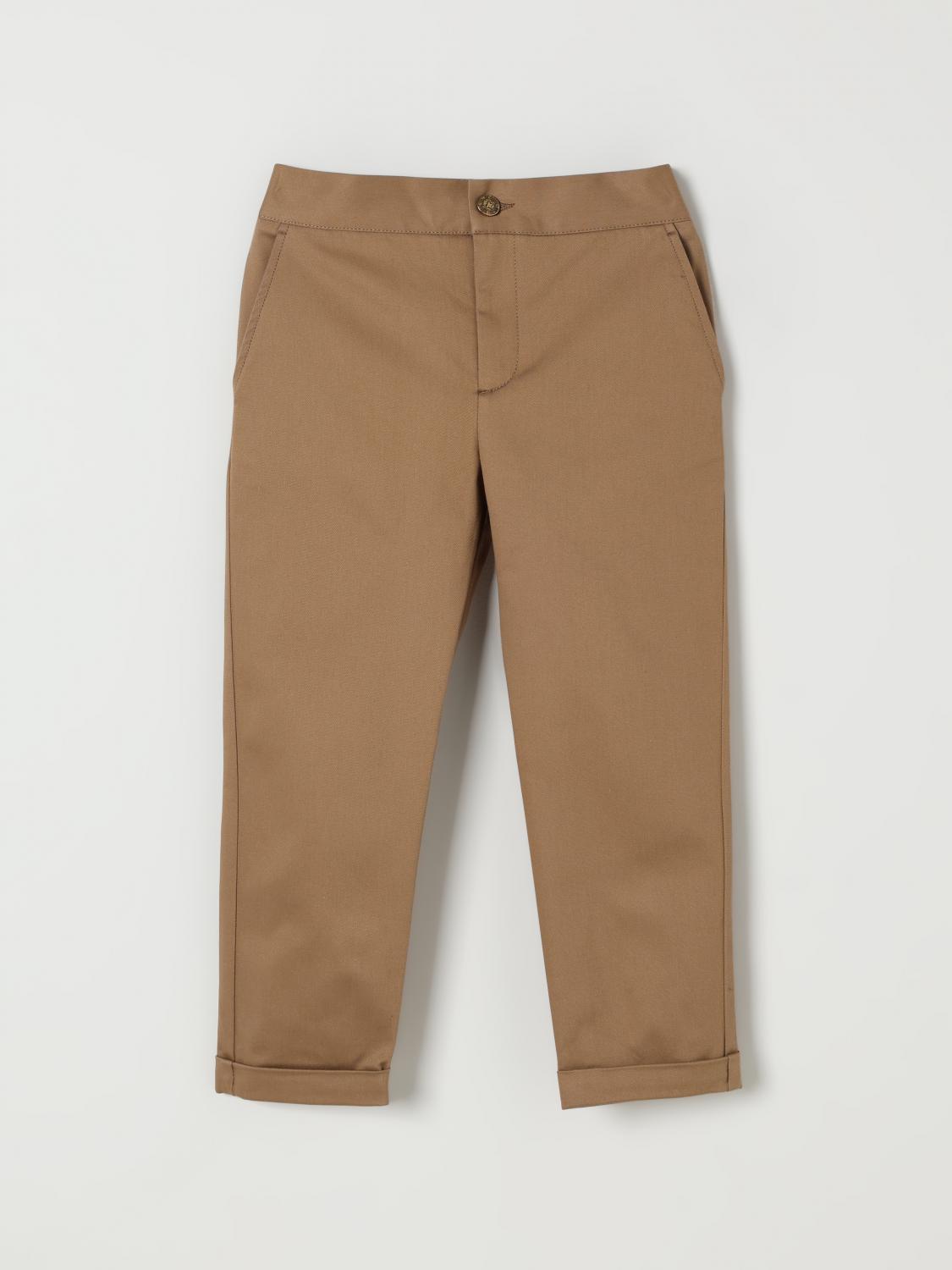 Golden Goose Kids Folded-hem Logo Embroidered Trousers In Neutral