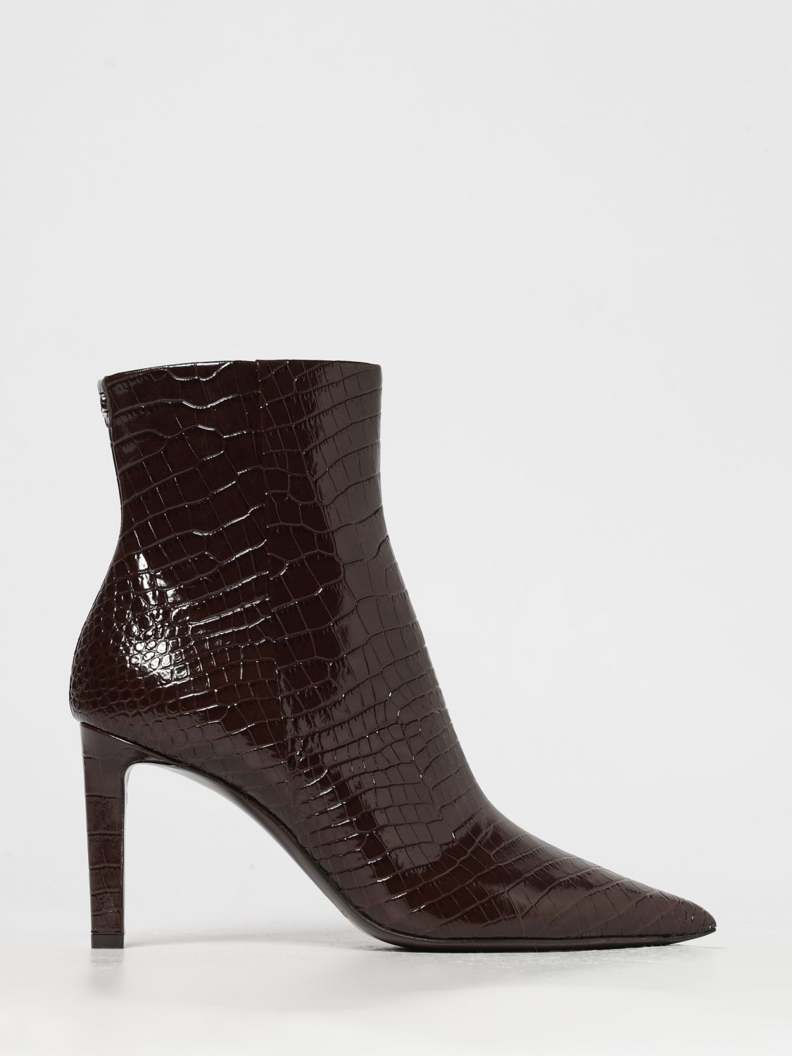 Jimmy Choo Croc-embossed Leather Ankle Boots With Pointed Toe In Brown