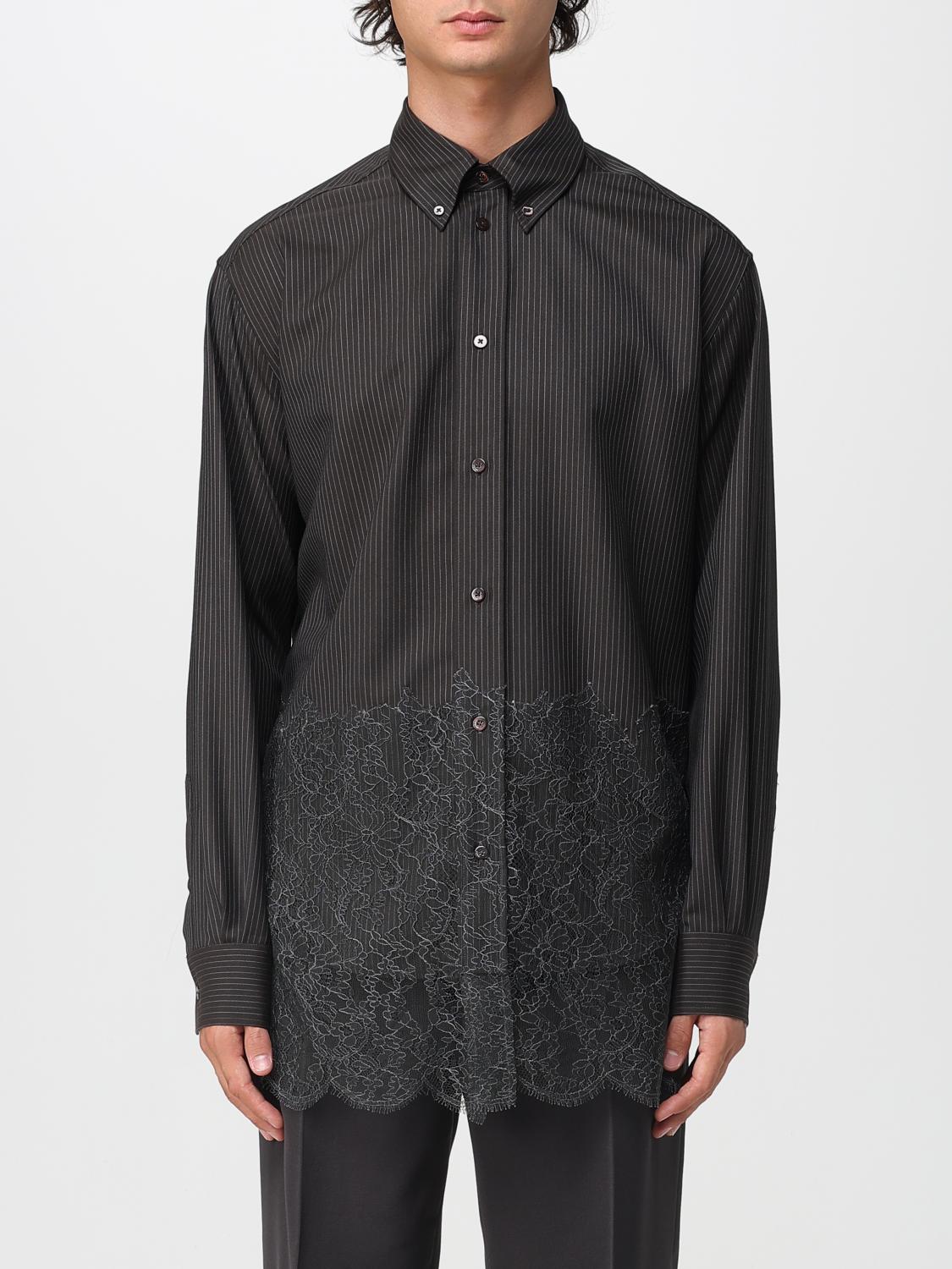 FENDI Camicia in lana a righe con inserti