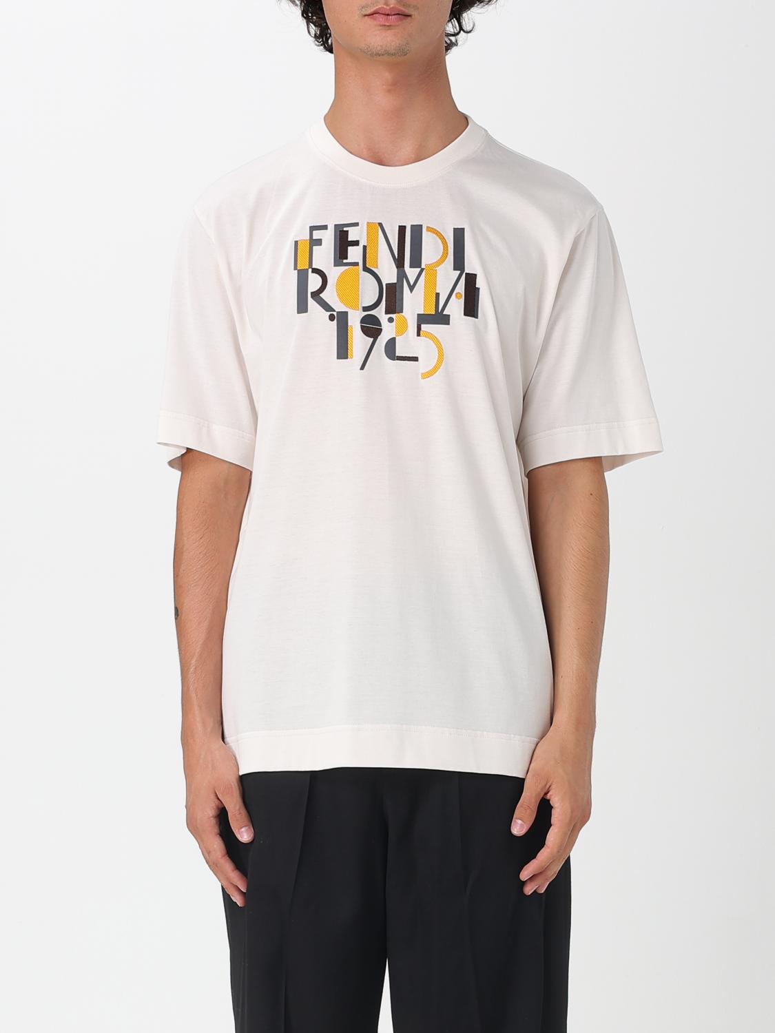 FENDI T-shirt in cotone con logo Roma 1925