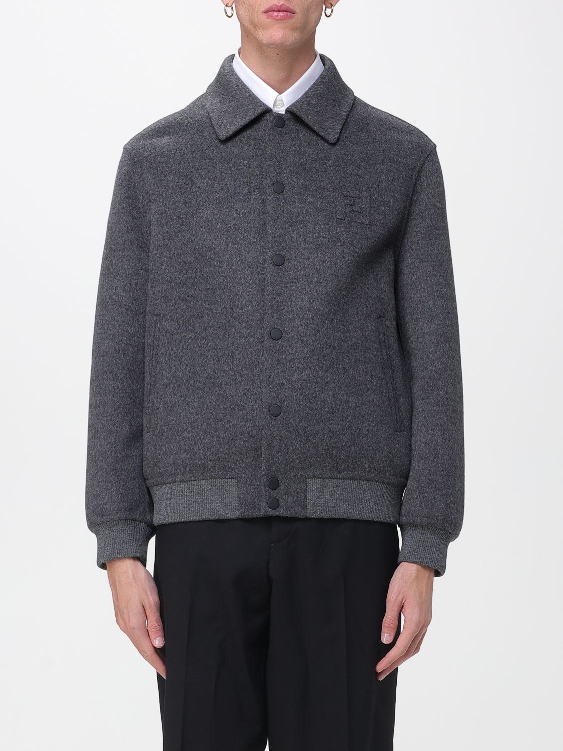 FENDI Blouson di lana vergine e seta