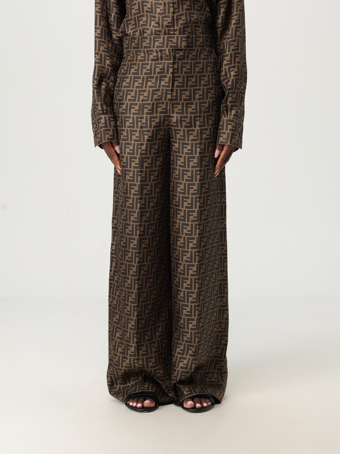 FENDI Pantalone in seta con motivo monogram