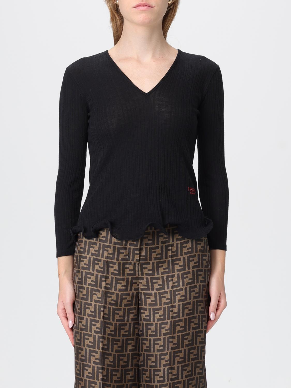 FENDI Maglia a v in lana vergine