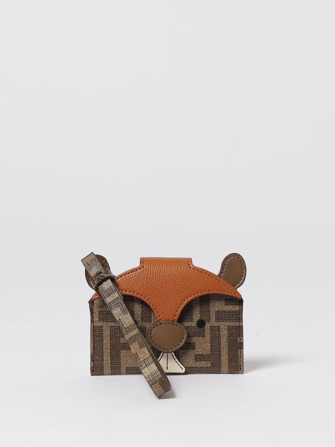 FENDI Portacarte di credito Best Friends Forever in pelle e cotone spalmato