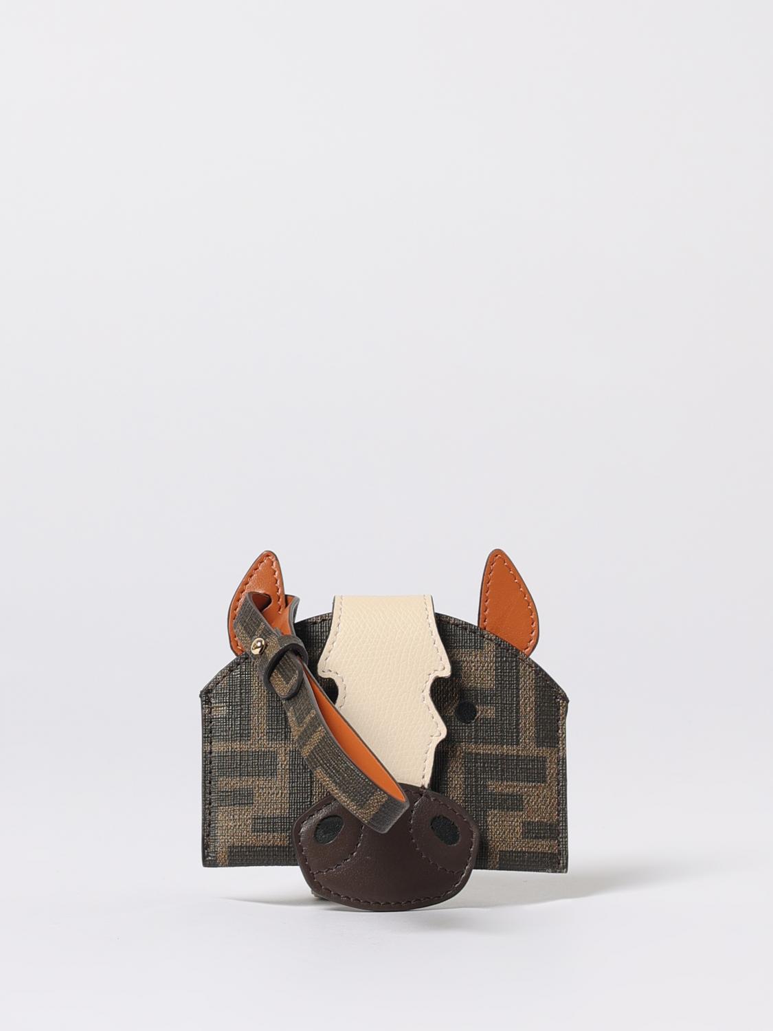 FENDI Portacarte di credito Best Friends Forever in pelle e cotone spalmato